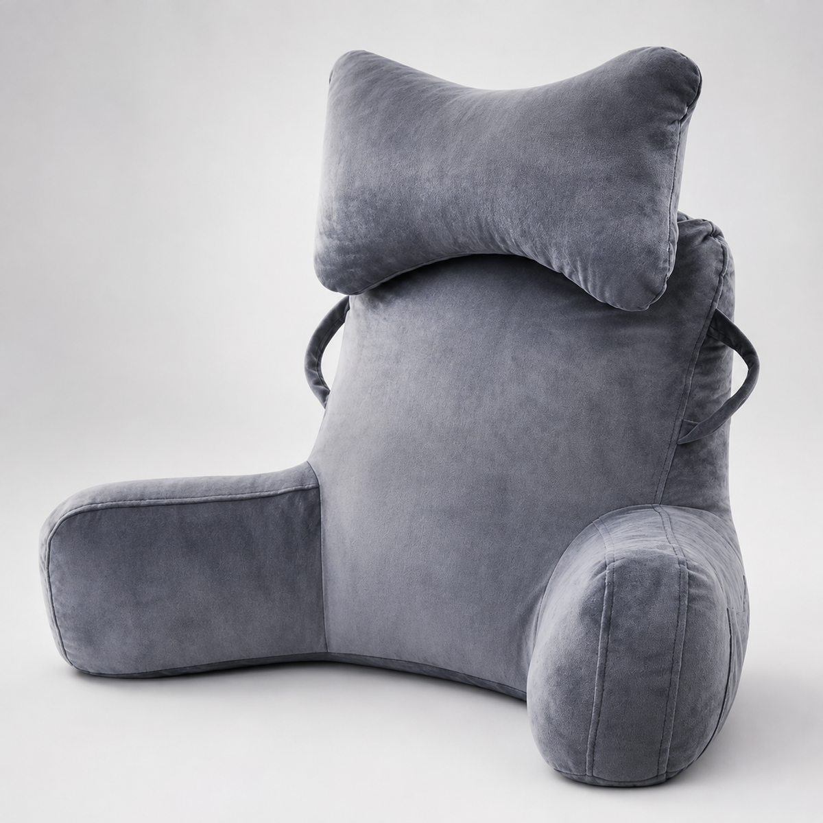 The Cwtch by SoloHaven — Black velvet reading pillow with neck cushion and armrests